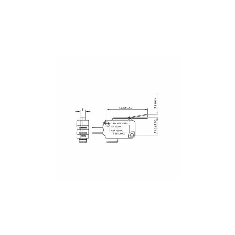 ELECTRICAL SWITCHES MICRO SWITCH MEDIUM ARM ROUND 12 VOLT 3AMP / 24 VOLT 1.5AMP CHANGE OVER CONTACTS
