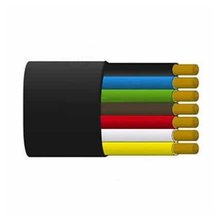WIRE 7 CORE FLAT TRAILER CABLE W/BLACK SHEATH 30M