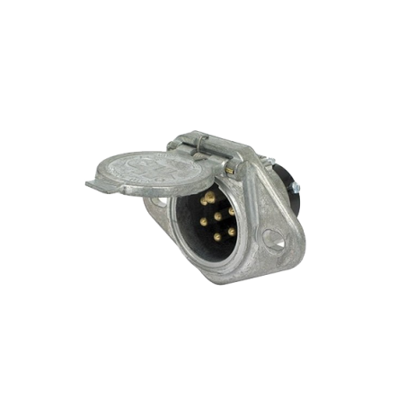 TRAILER SOCKET 7 PIN ROUND LARGE METAL