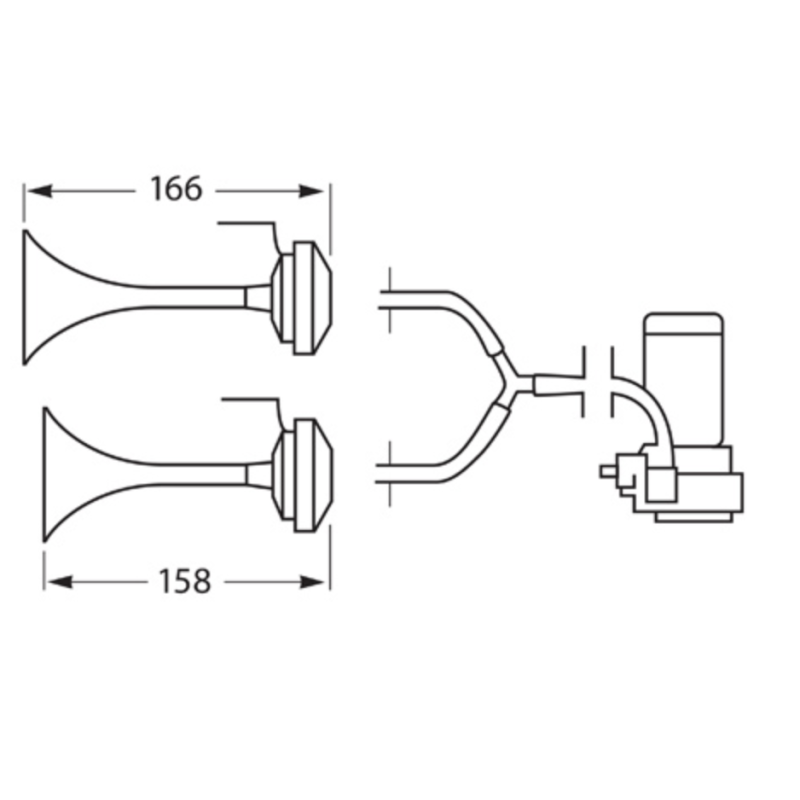 ALARM AIR-HORNS HELLA 12 VOLT 117DB