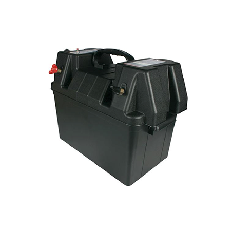 BATTERY BOX PLASTIC L:340 X W:200 X H:200 MM - WITH POWER OUTLETS