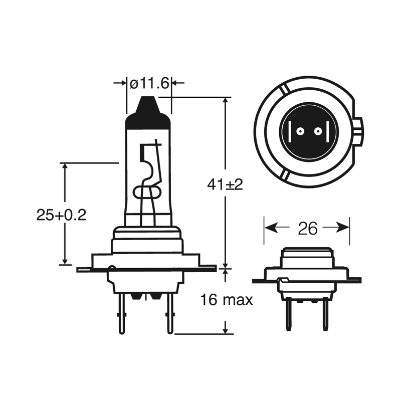 LIGHTING H7 HALOGEN GLOBE 12 VOLT 55 WATT PX26D