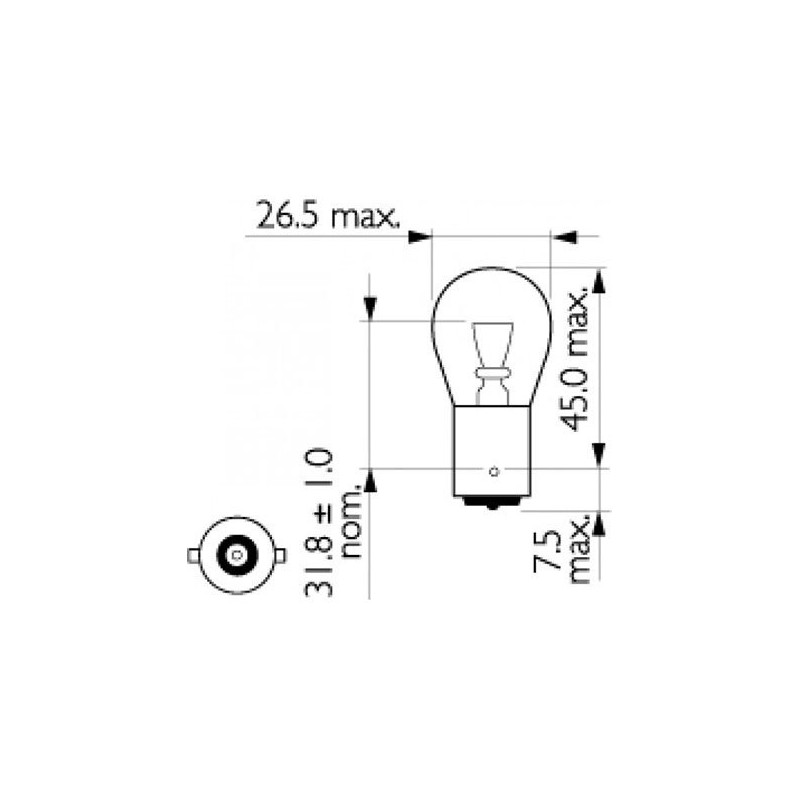 LIGHTING BAYONET GLOBE 12 VOLT 21 WATT BA15S