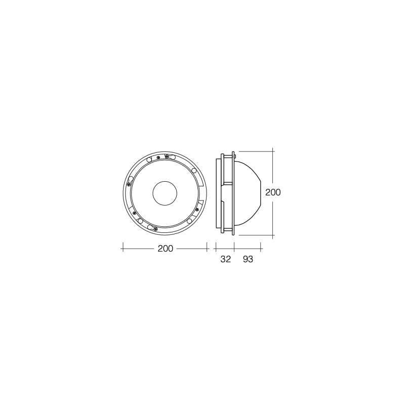 LIGHTING HEADLAMP HOUSING PLASTIC 178MM ROUND CLOSED BACK