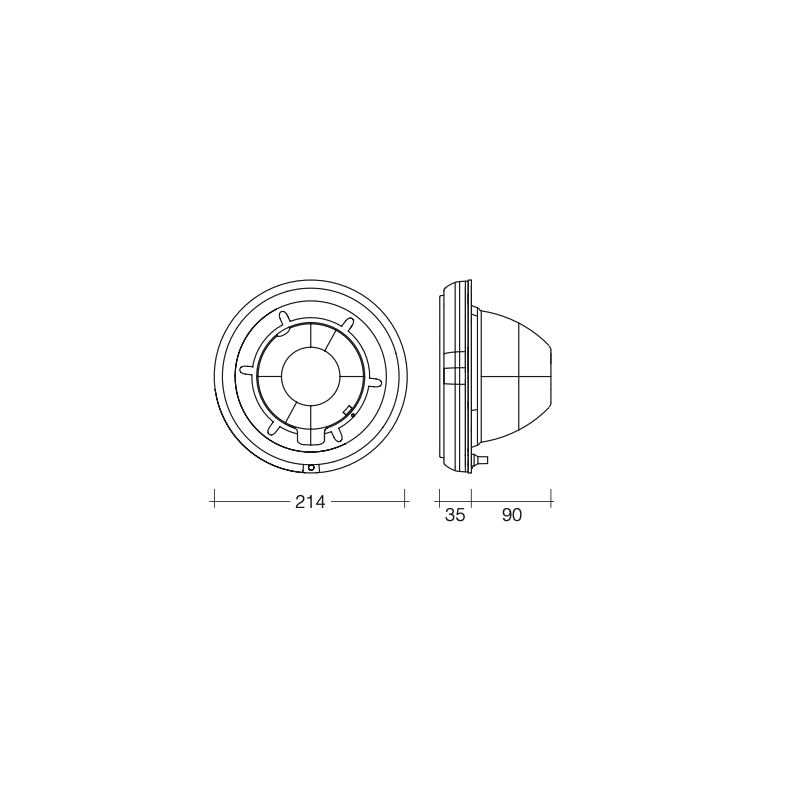 LIGHTING HEADLAMP HOUSING BUCKET WITH STAINLESS STEEL CHROME RING 178MM ROUND CLOSED BACK