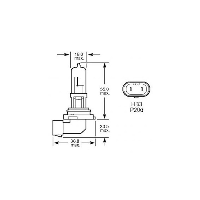 LIGHTING HB3 HALOGEN GLOBE 12 VOLT 65 WATT P20D SUPER WHITE