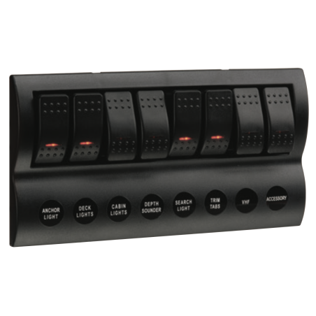 ELECTRICAL SWITCHES 8-WAY LED PANEL WITH FUSE PROTECTION